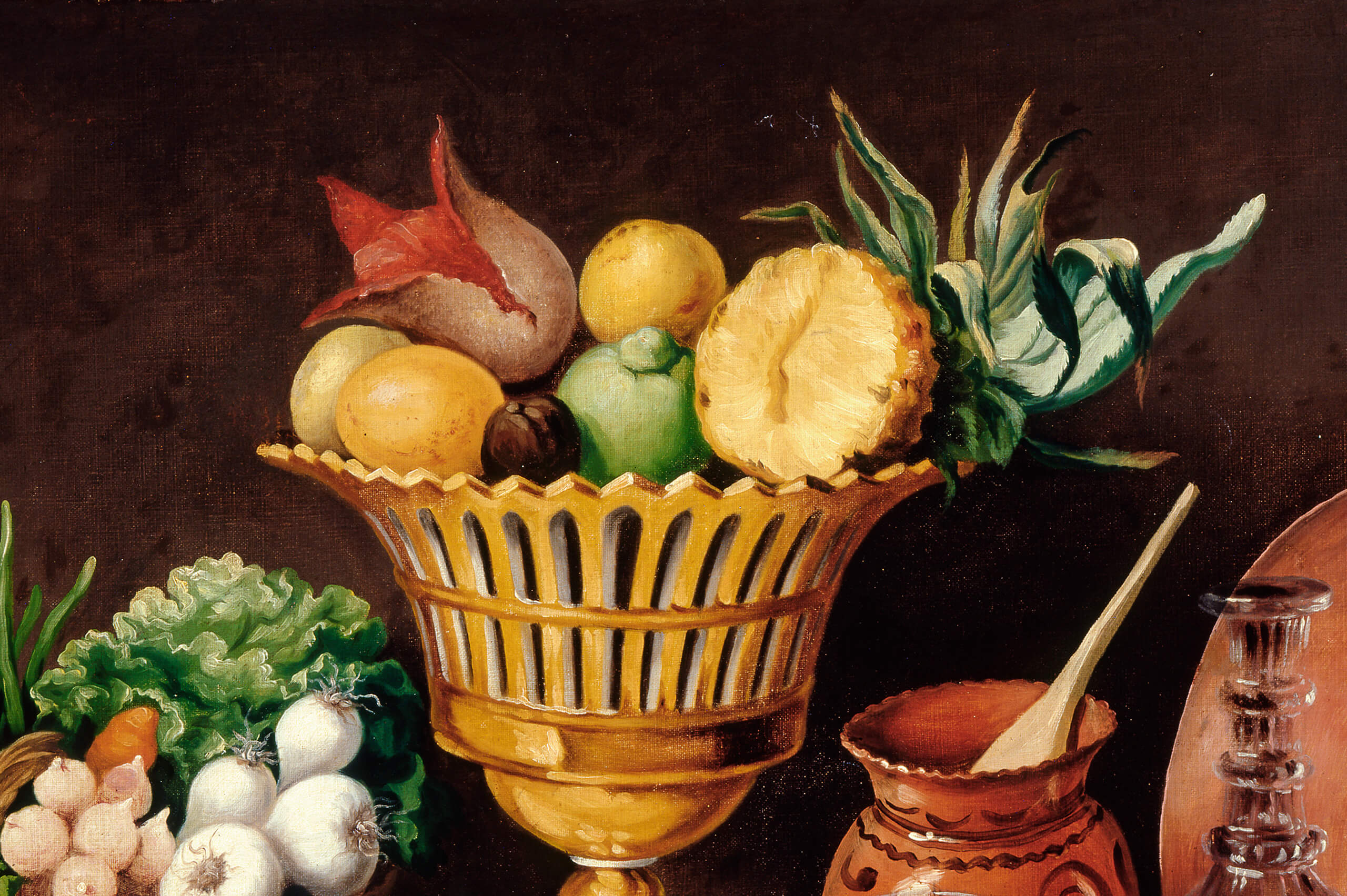 Sin título (Canasta con verduras) Cuadro de comedor | Salas de Arte Virreinal y Siglo XIX | Museo Amparo, Puebla