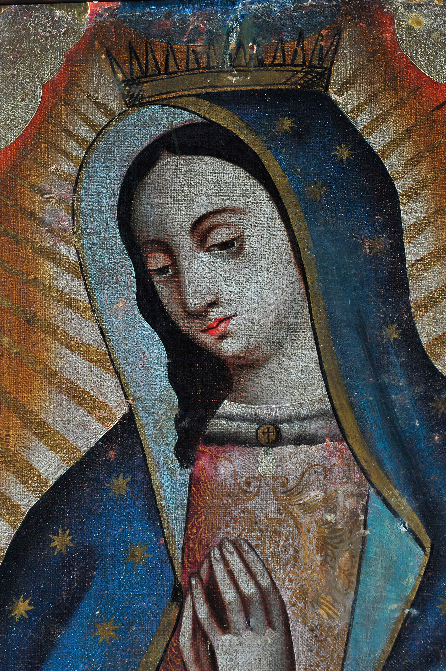 Virgen de Guadalupe con donantes indígenas | Testimonios de fe: Colección de Exvotos del Museo Amparo | Museo Amparo, Puebla