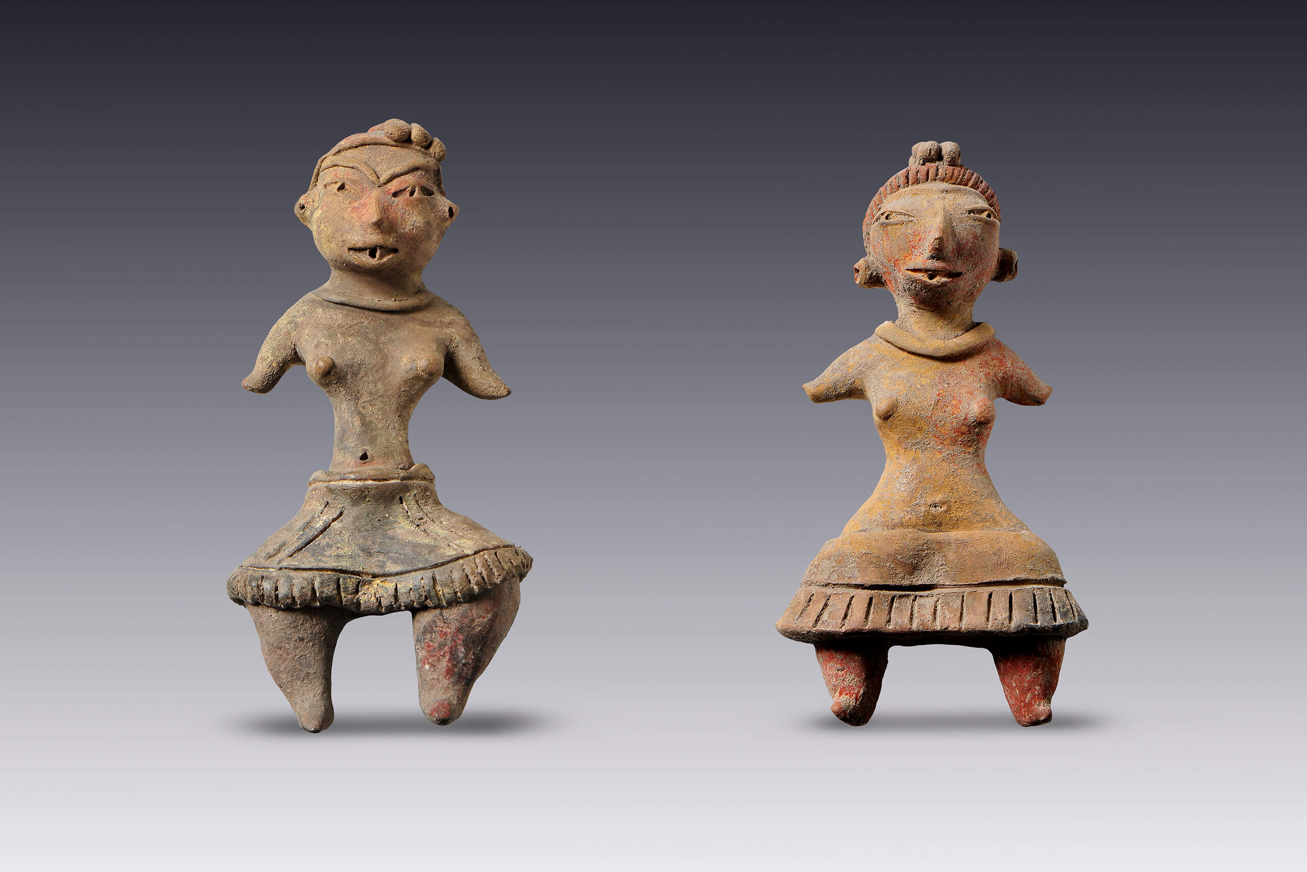 Bailarinas con falda y pelo rojo | El México antiguo. Salas de Arte Prehispánico | Museo Amparo, Puebla