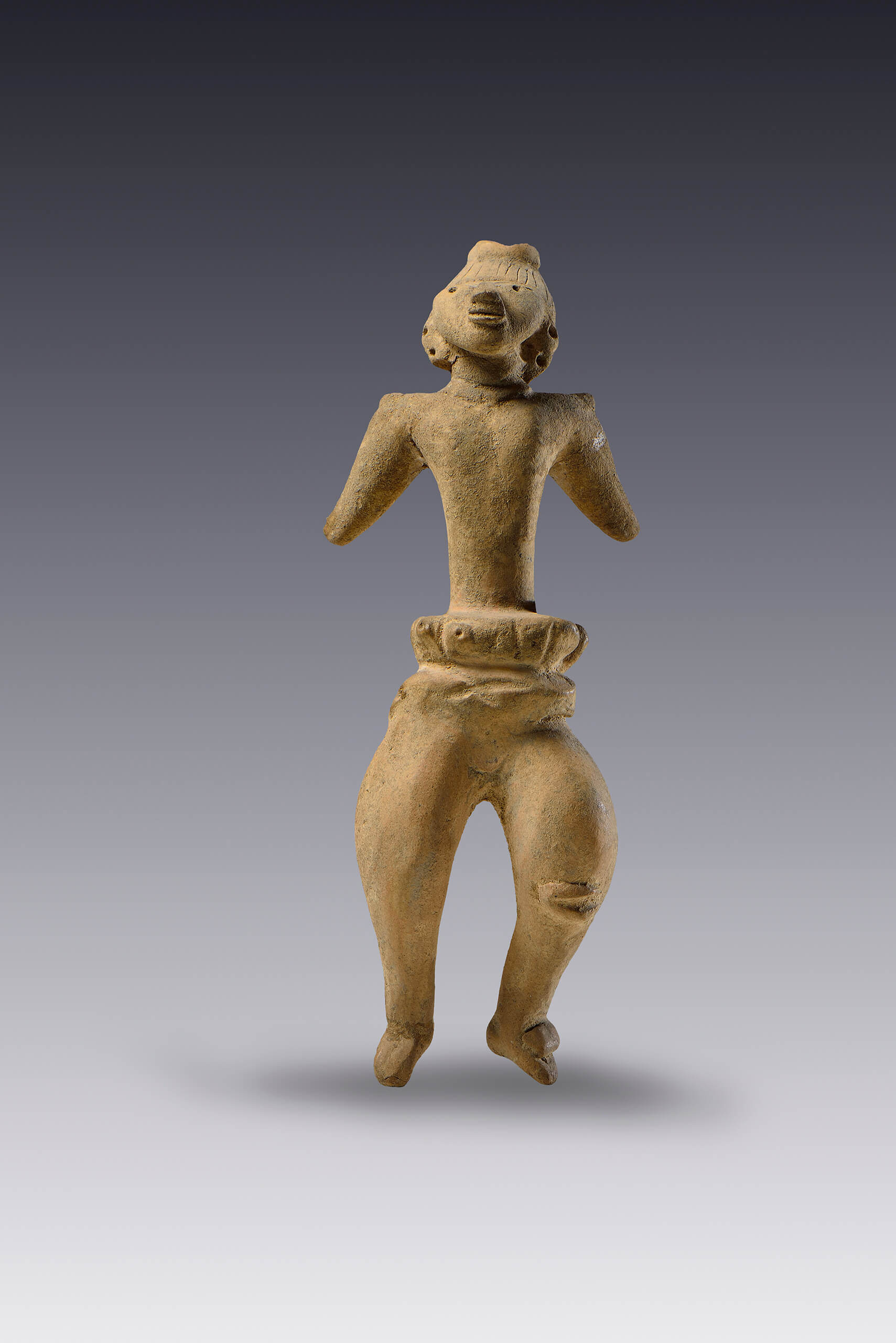 Jugador de pelota con cabeza deformada | El México antiguo. Salas de Arte Prehispánico | Museo Amparo, Puebla