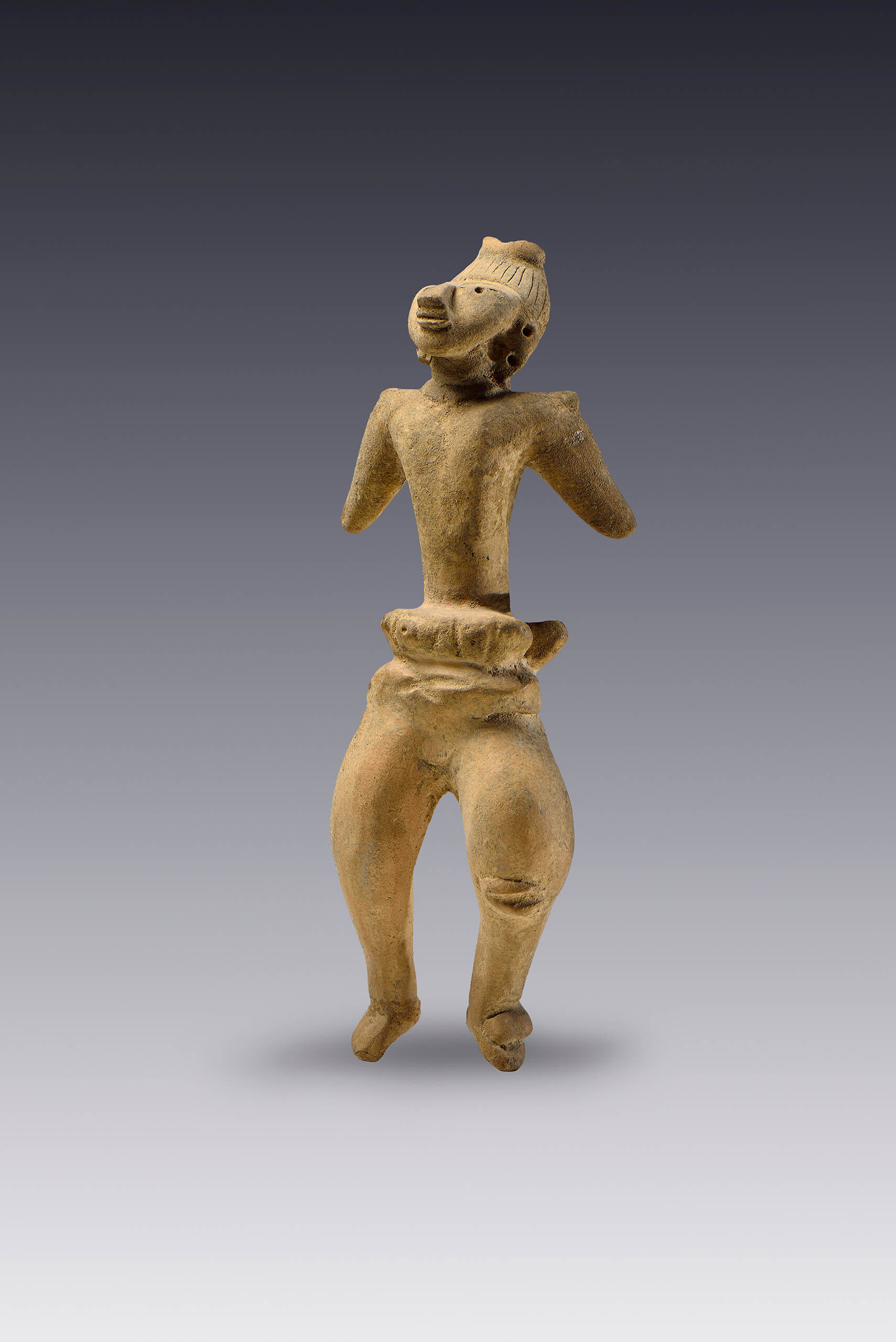 Jugador de pelota con cabeza deformada | El México antiguo. Salas de Arte Prehispánico | Museo Amparo, Puebla