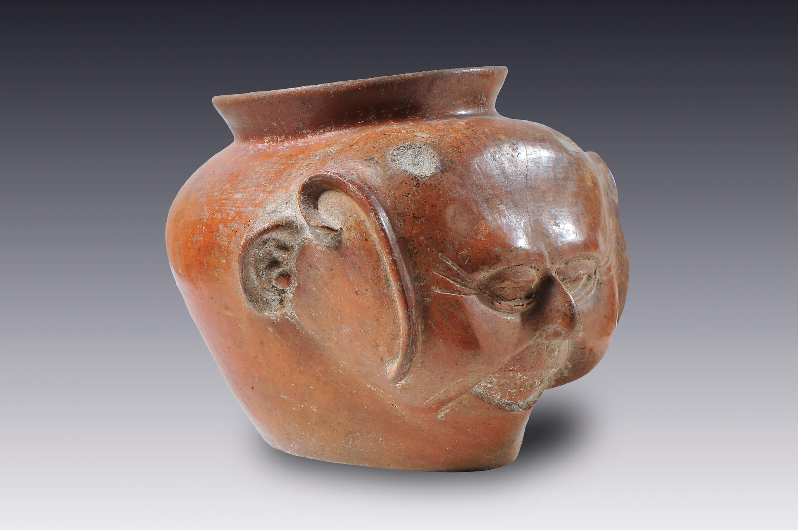 Olla con efigie de un rostro viejo | El México antiguo. Salas de Arte Prehispánico | Museo Amparo, Puebla