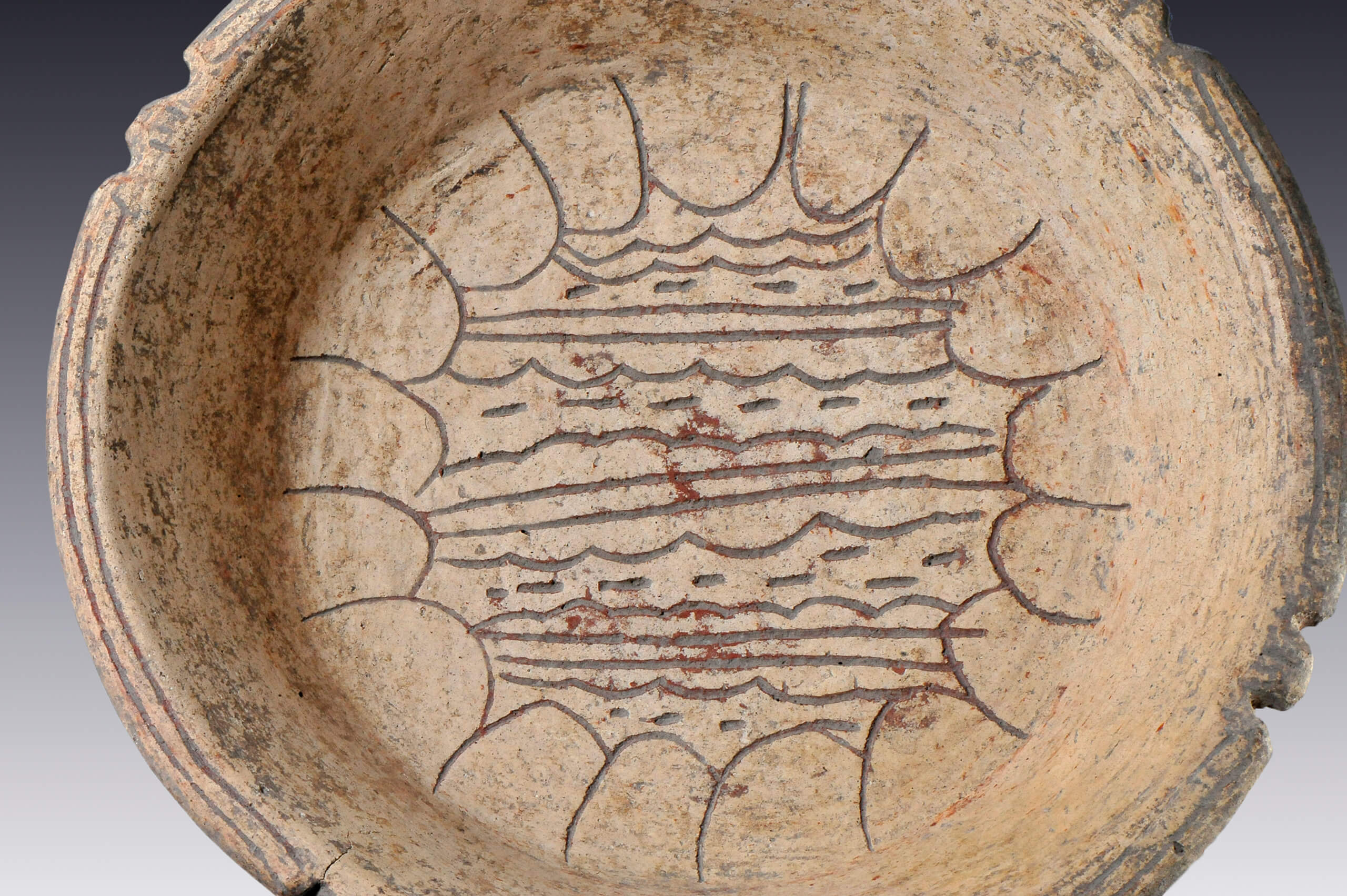 Cajete con incisiones en el fondo | El México antiguo. Salas de Arte Prehispánico | Museo Amparo, Puebla