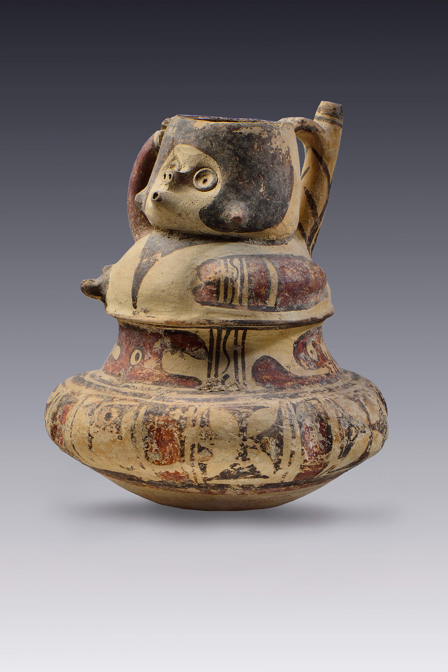 Vasija con vertedera y efigie antropomorfa | El México antiguo. Salas de Arte Prehispánico | Museo Amparo, Puebla