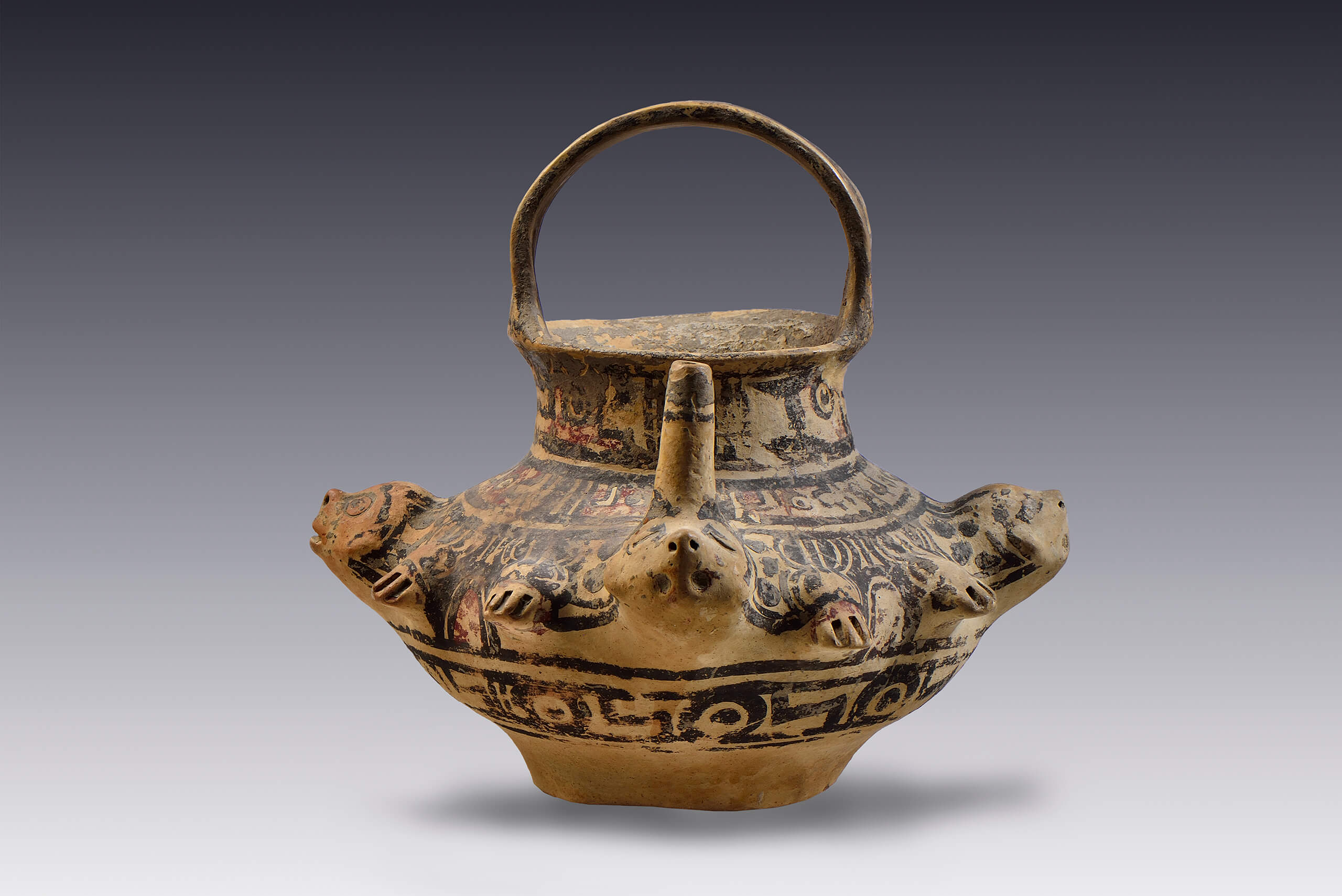 Olla globular con vertedera y varios rostros | El México antiguo. de Arte Prehispánico