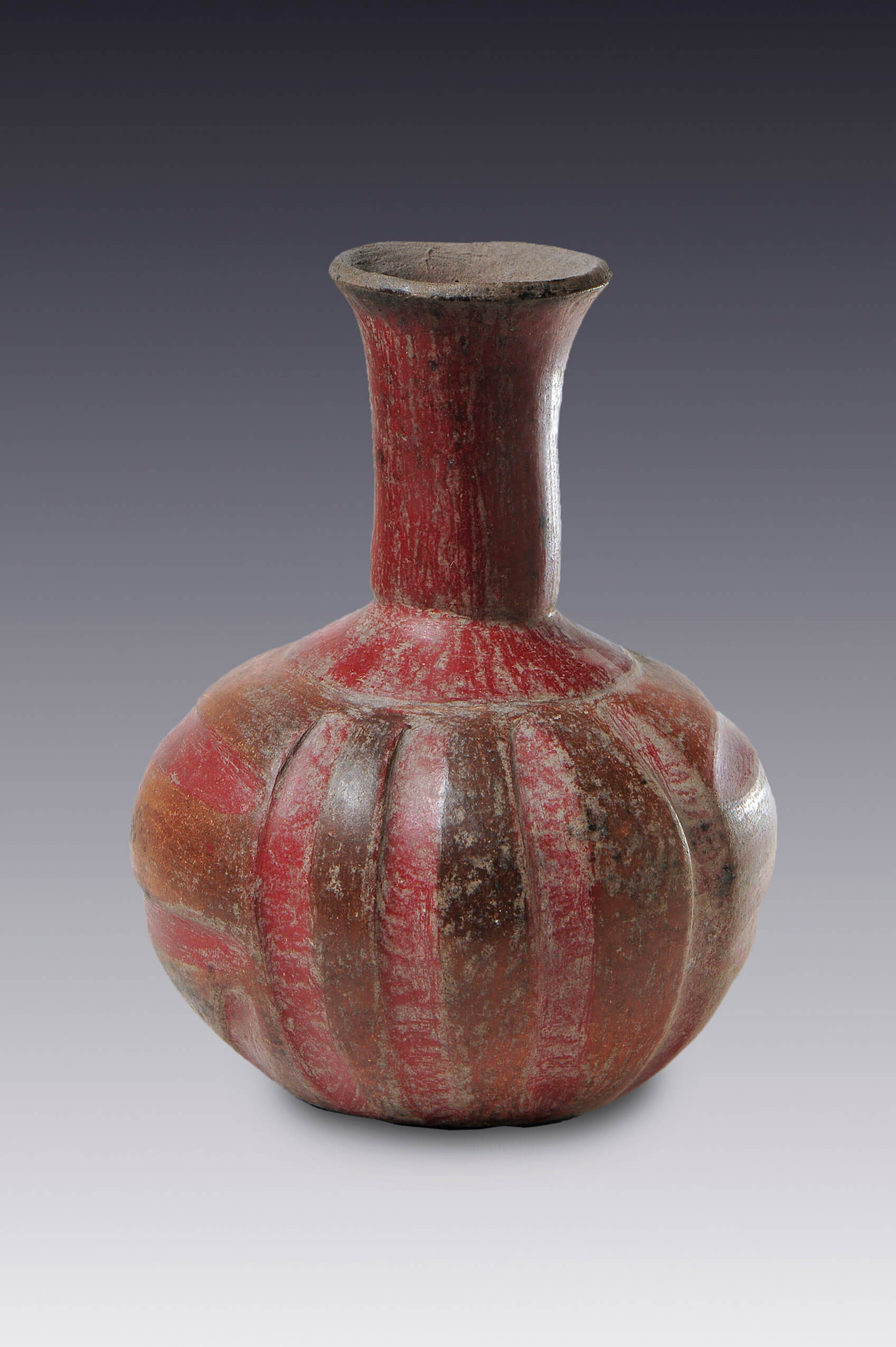 Botell&oacute;n fitomorfo bicolor | El M&eacute;xico antiguo. Salas de Arte Prehisp&aacute;nico | Museo Amparo, Puebla