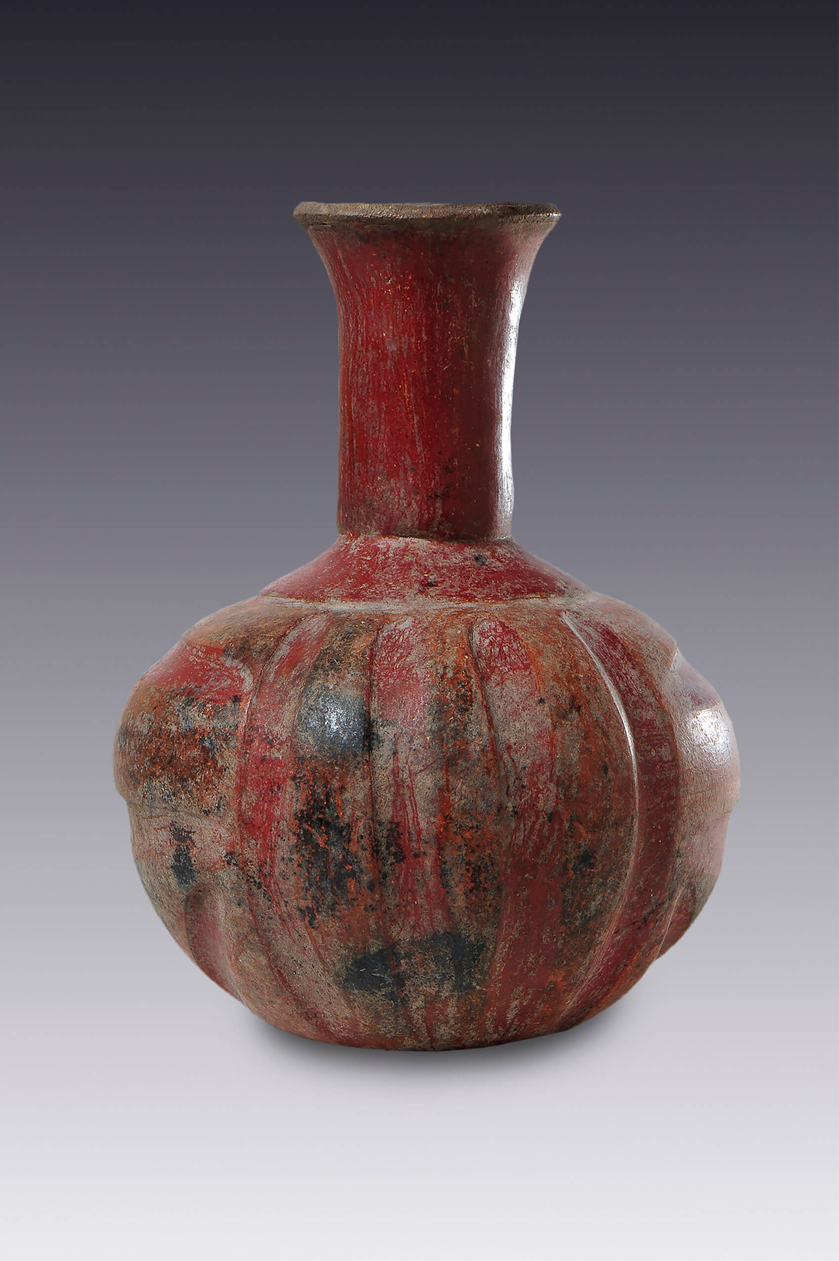 Botell&oacute;n fitomorfo bicolor | El M&eacute;xico antiguo. Salas de Arte Prehisp&aacute;nico | Museo Amparo, Puebla