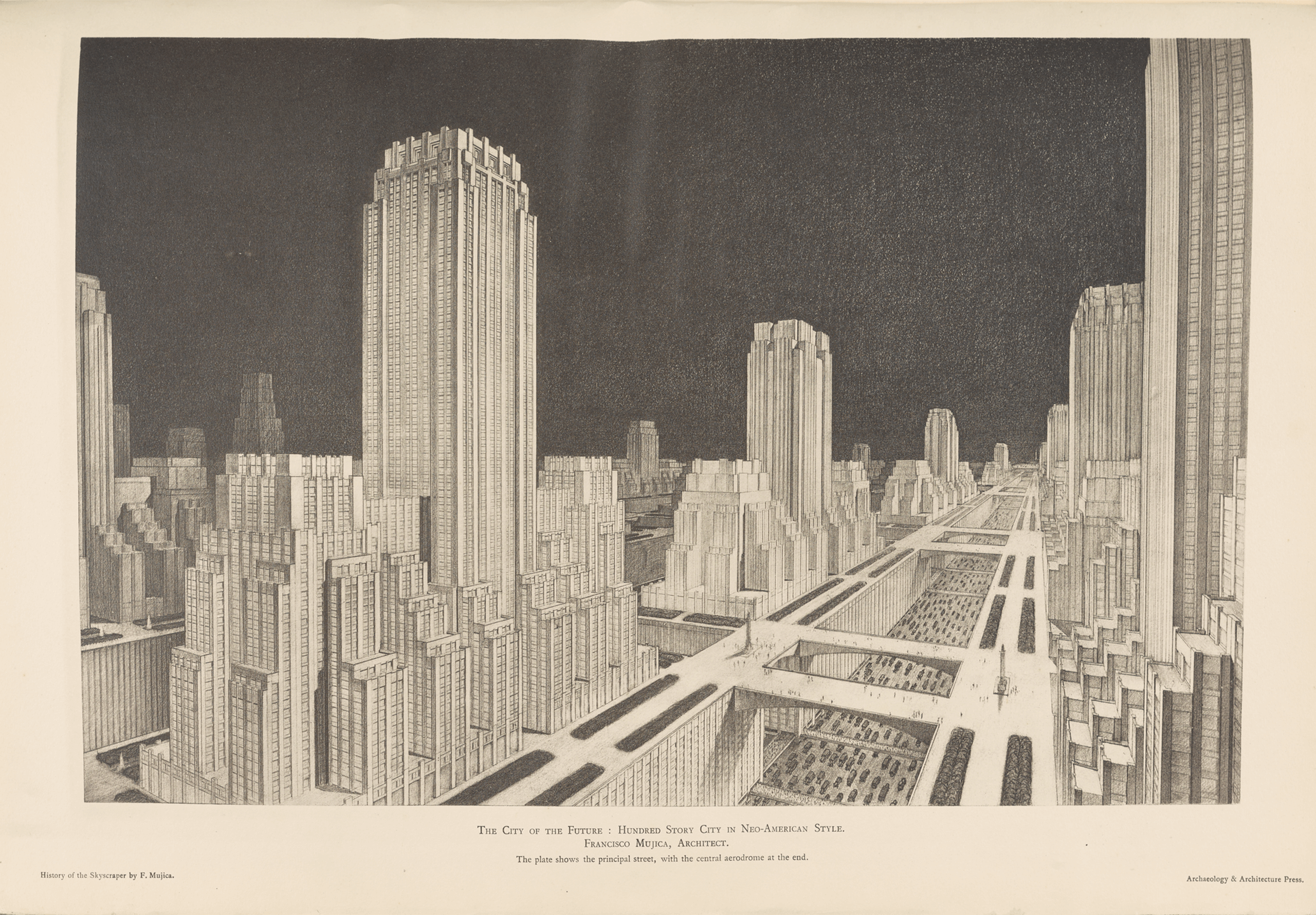 La Ciudad del Futuro: Ciudad de cien pisos en estilo Neoamericano | La metrópolis en América Latina, 1830-1930 | Museo Amparo, Puebla