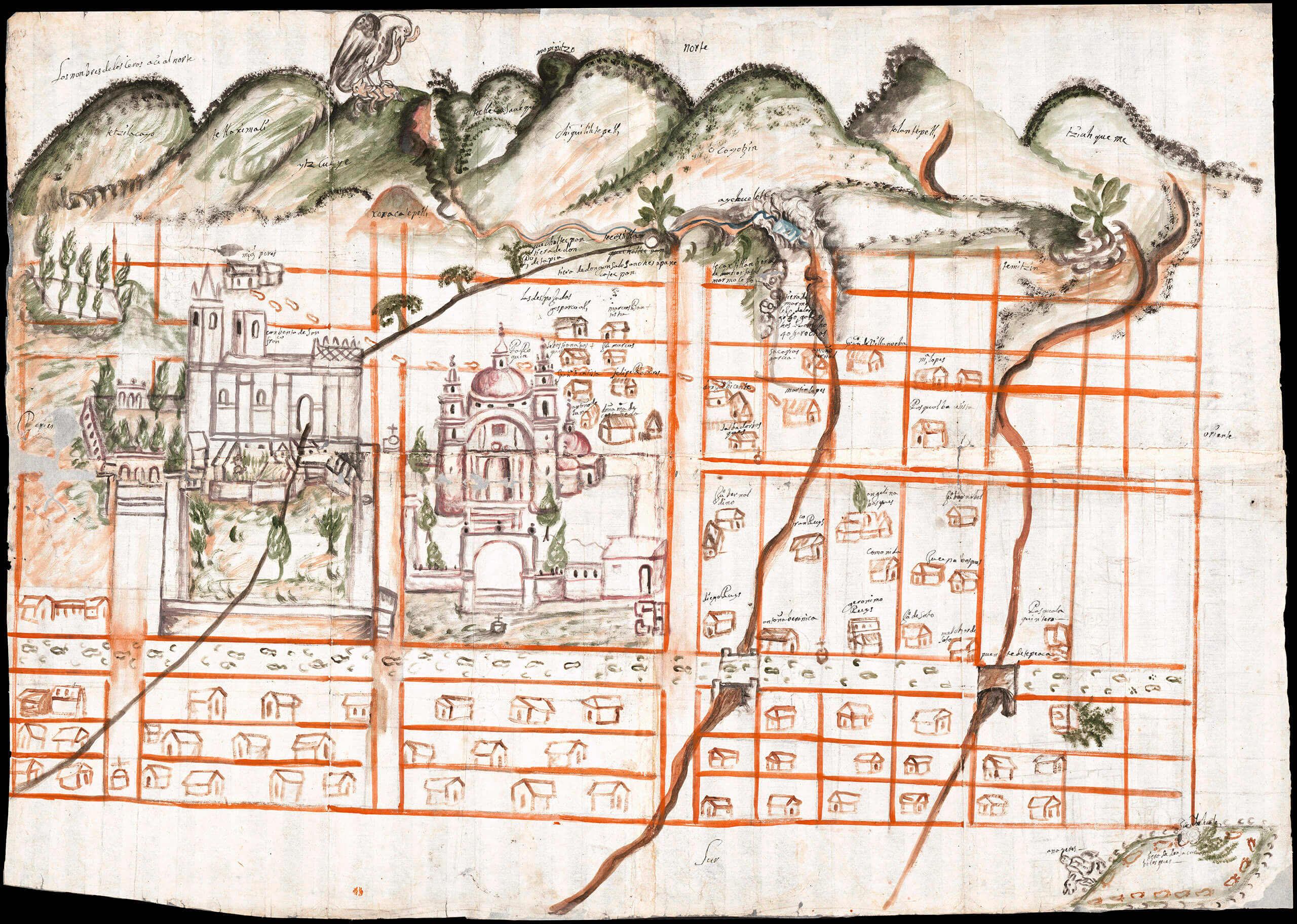 Mapa de San Juan Cuauhtinchan, Puebla | In Tlilli in Tlapalli. Imágenes de la nueva tierra: identidad indígena después de la conquista | Museo Amparo, Puebla