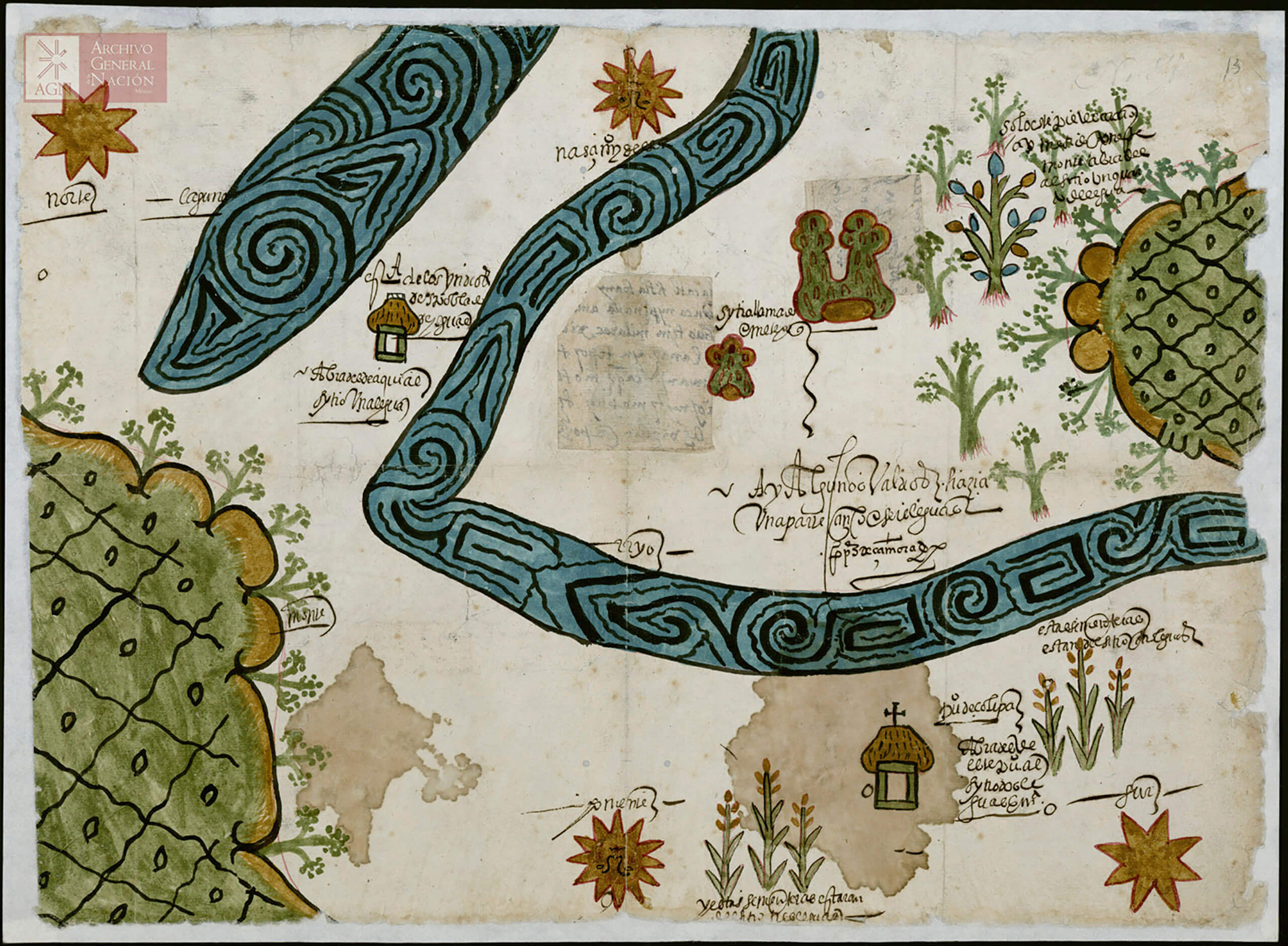 Mapa de Zolipa, Misantla, Veracruz | In Tlilli in Tlapalli. Imágenes de la nueva tierra: identidad indígena después de la conquista | Museo Amparo, Puebla