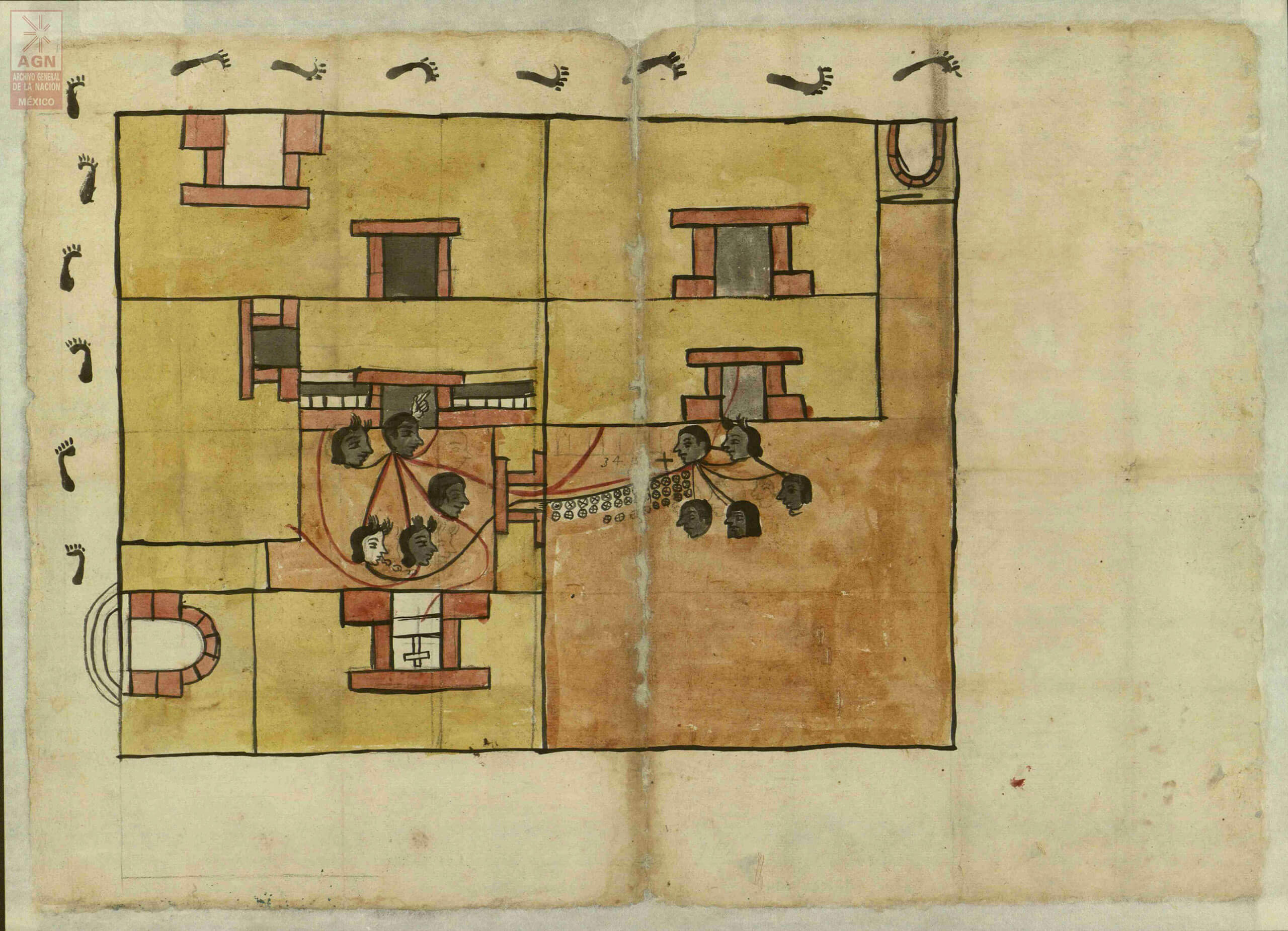 Plano de una casa en Xochimilco, Ciudad de México | In Tlilli in Tlapalli. Imágenes de la nueva tierra: identidad indígena después de la conquista | Museo Amparo, Puebla