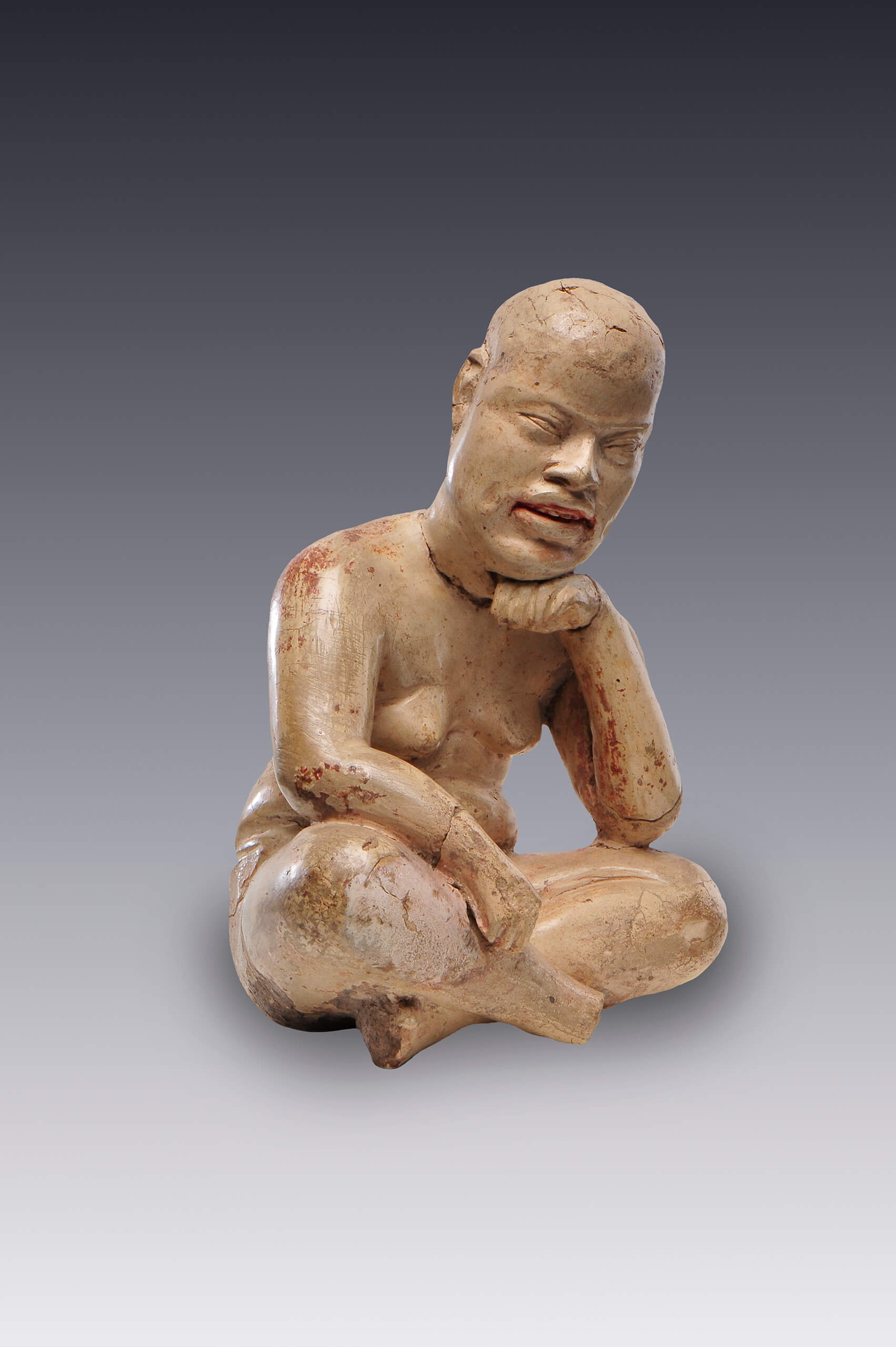 Hombre en actitud reflexiva | El México antiguo. Salas de Arte Prehispánico | Museo Amparo, Puebla