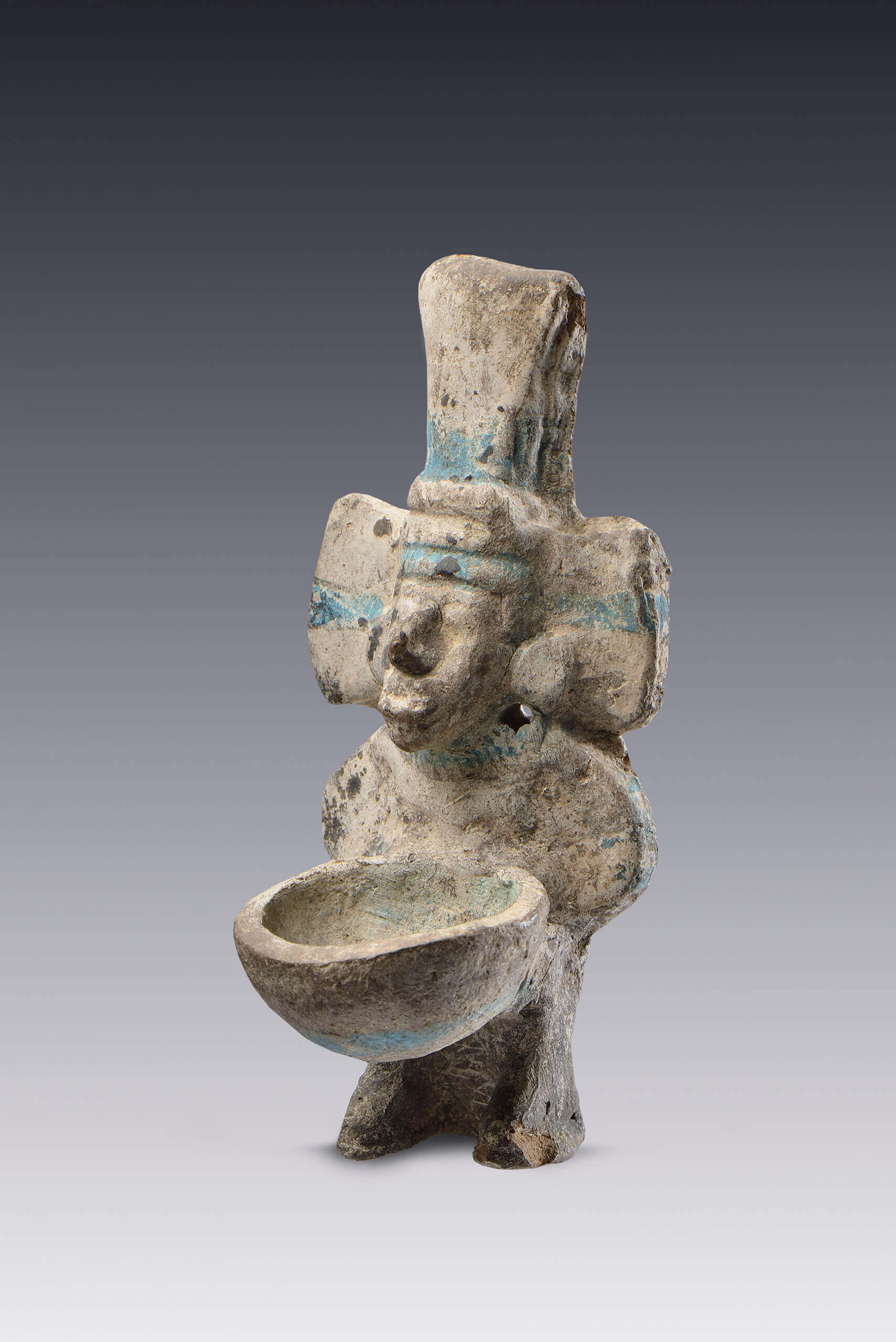 Figurilla de sacerdote con atavío de Tláloc | El México antiguo. Salas de Arte Prehispánico | Museo Amparo, Puebla