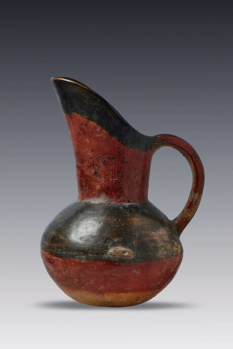 Jarra rojo pulido con asa