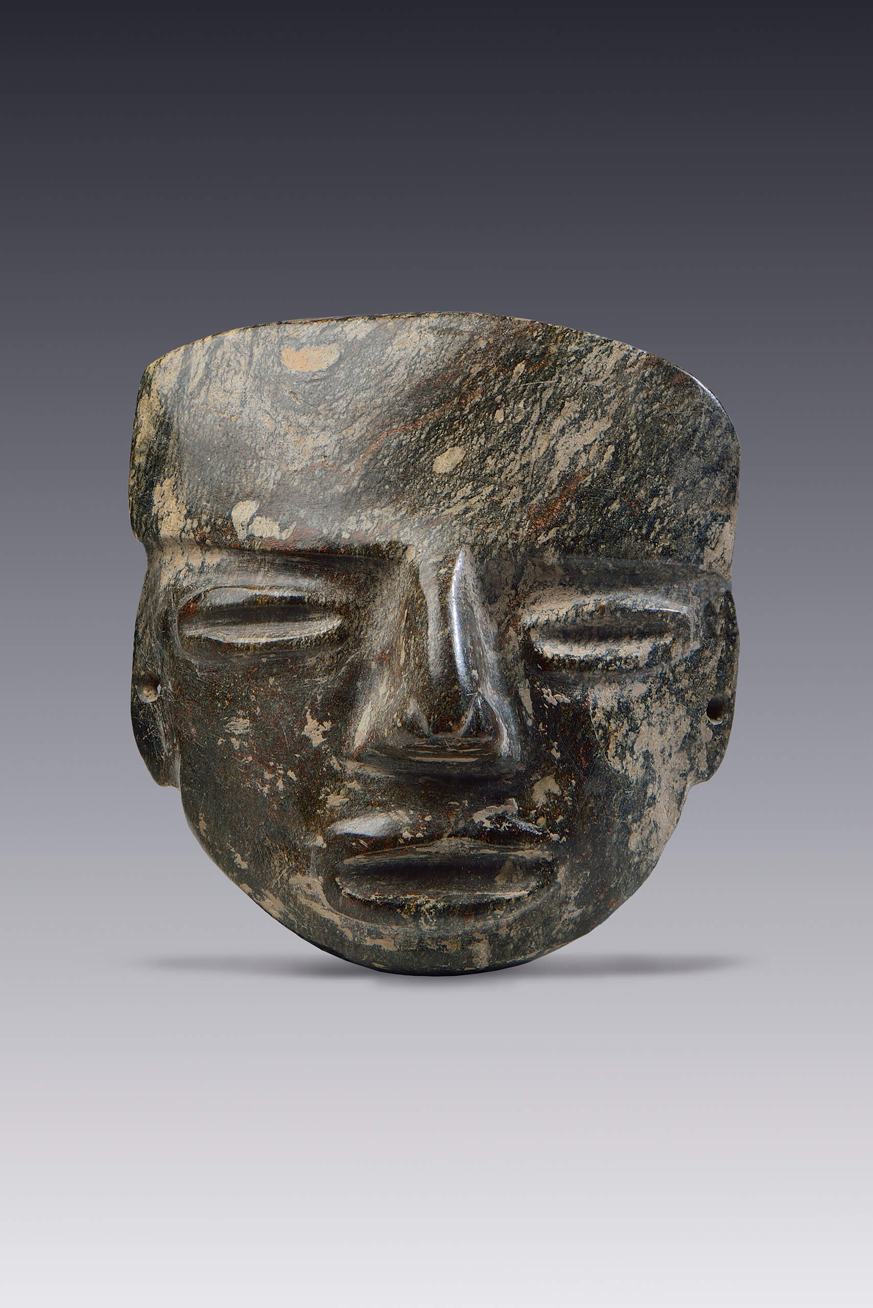 Máscara de rostro Mezcala-teotihuacanoide | El México antiguo. Salas de Arte Prehispánico | Museo Amparo, Puebla