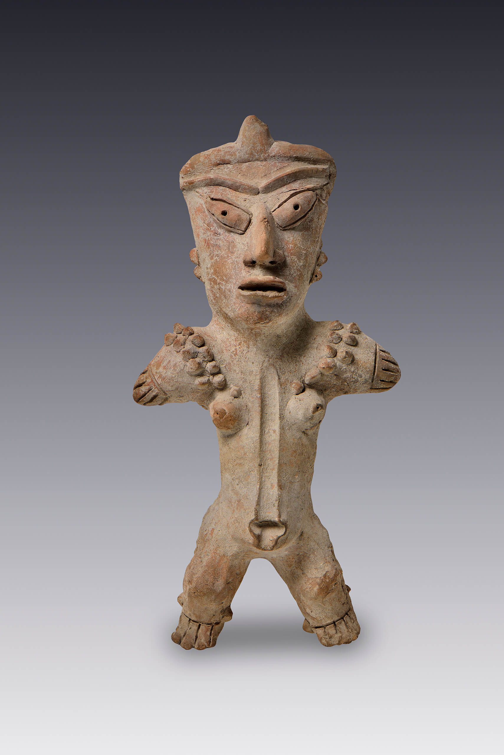 Figura antropomorfa con incisión en tórax y abdomen | El México antiguo. Salas de Arte Prehispánico | Museo Amparo, Puebla