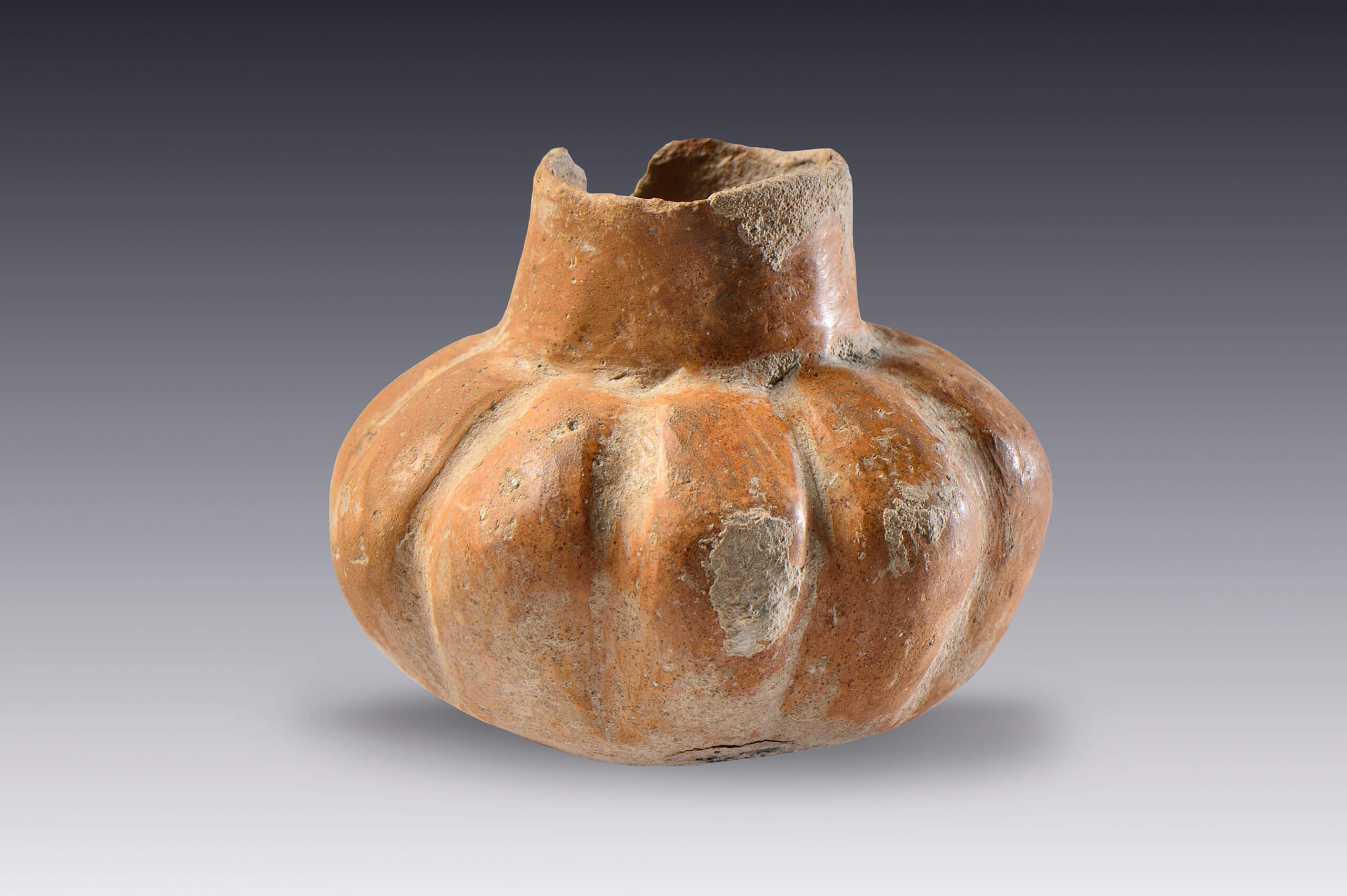 Vasija fitomorfa (calabaza) | El M&eacute;xico antiguo. Salas de Arte Prehisp&aacute;nico | Museo Amparo, Puebla