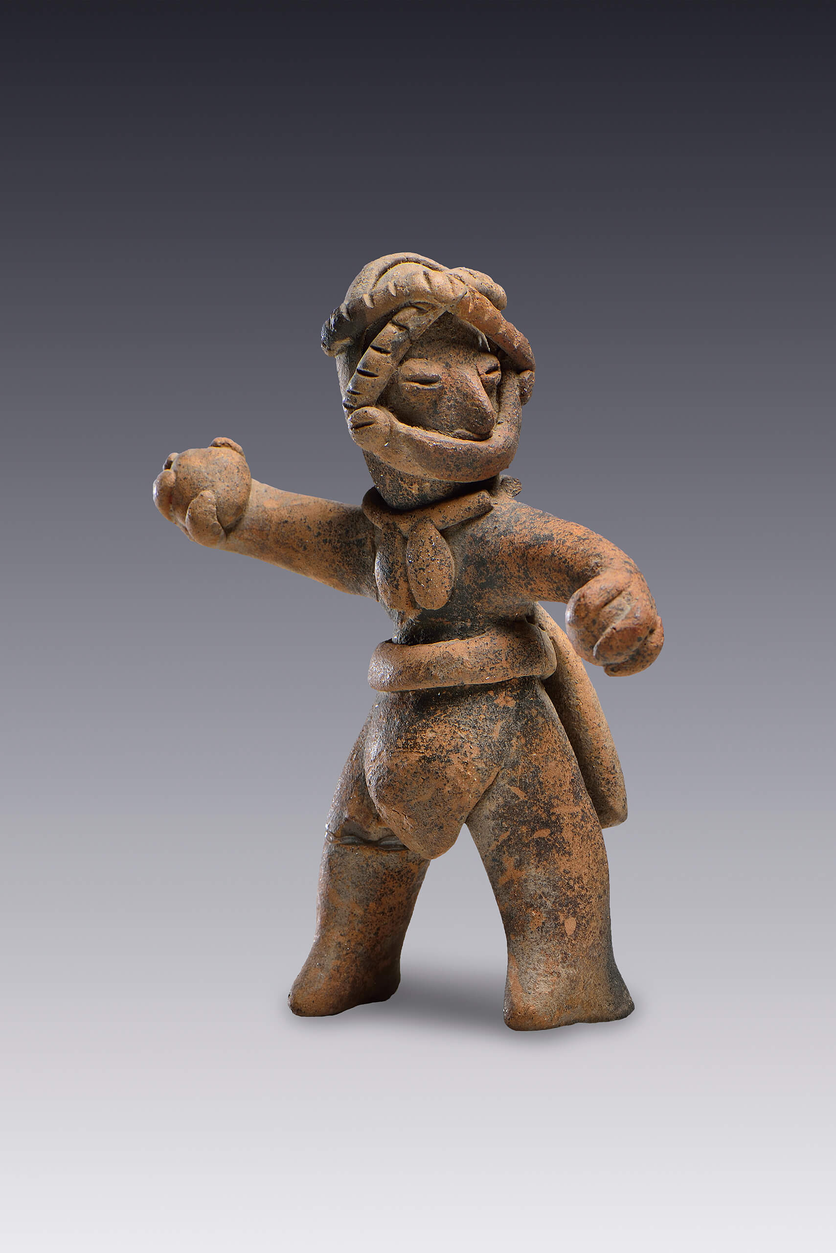 Jugador de pelota con careta | El México antiguo. Salas de Arte Prehispánico | Museo Amparo, Puebla