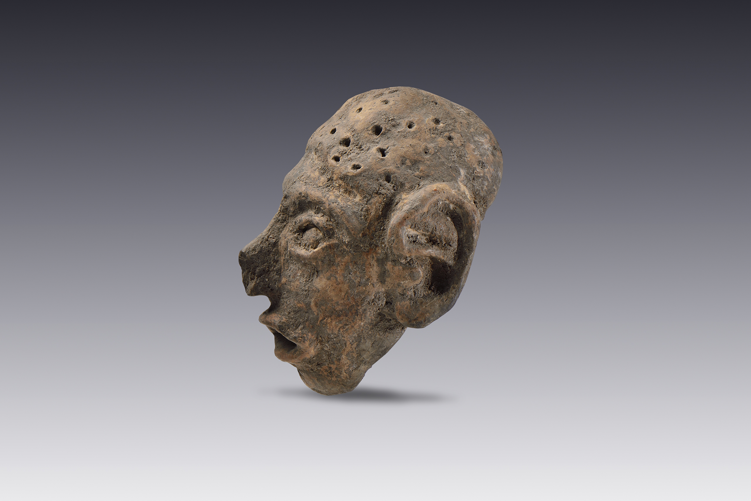 Rostro con la boca abierta | El México antiguo. Salas de Arte Prehispánico | Museo Amparo, Puebla