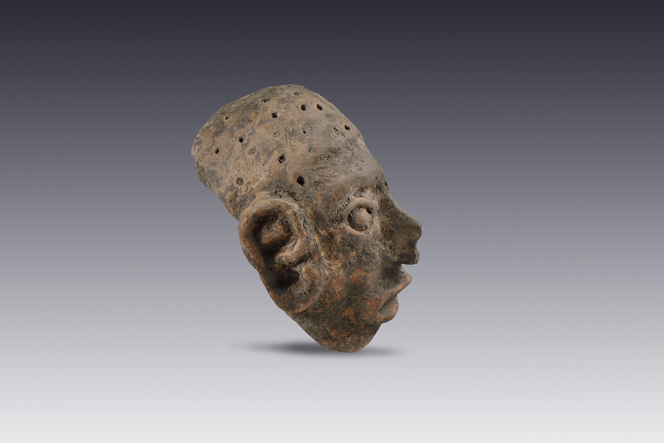 Rostro con la boca abierta | El México antiguo. Salas de Arte Prehispánico | Museo Amparo, Puebla
