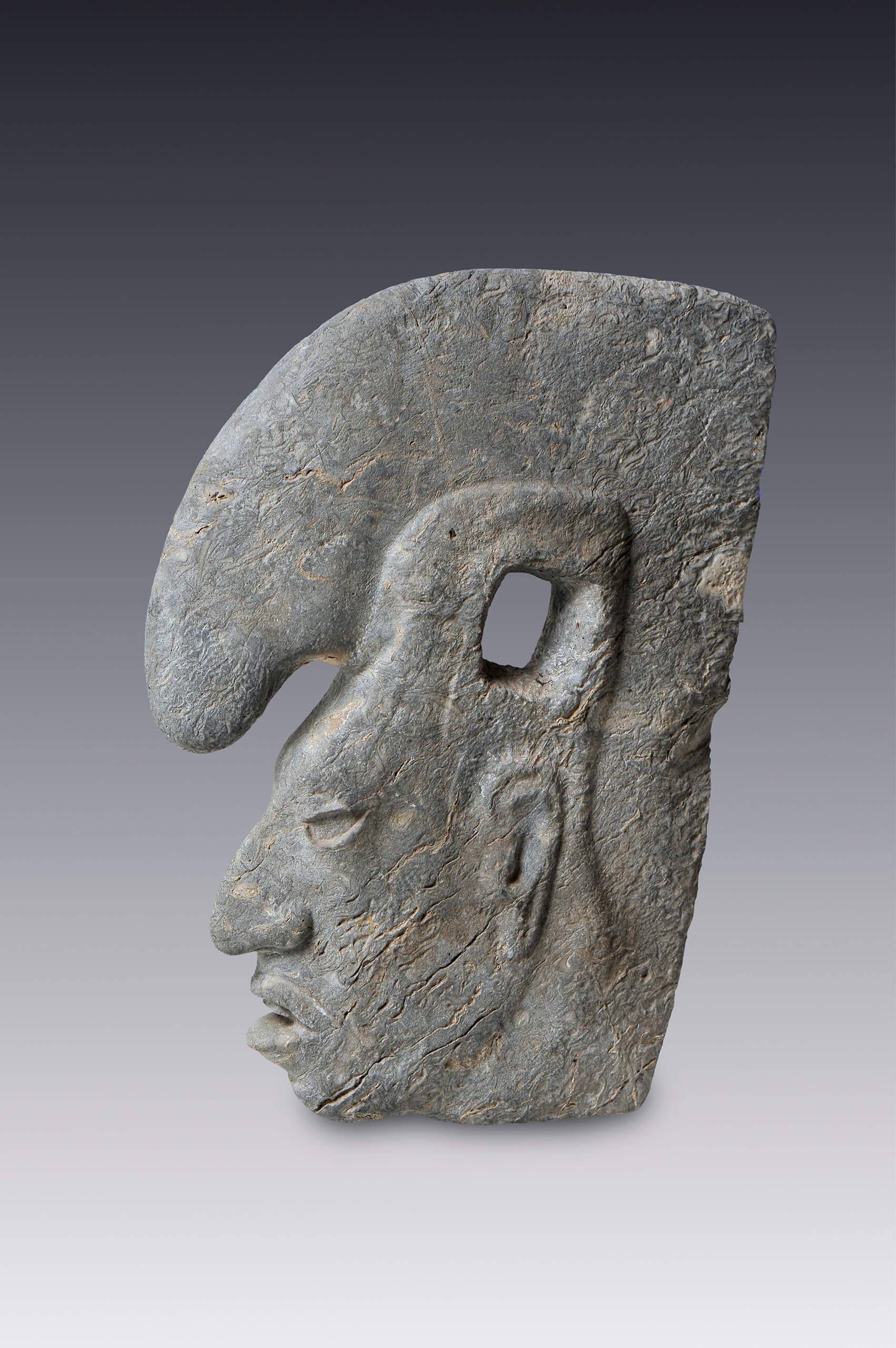"Hacha", escultura votiva con rostro humano | El México antiguo. Salas de Arte Prehispánico | Museo Amparo, Puebla