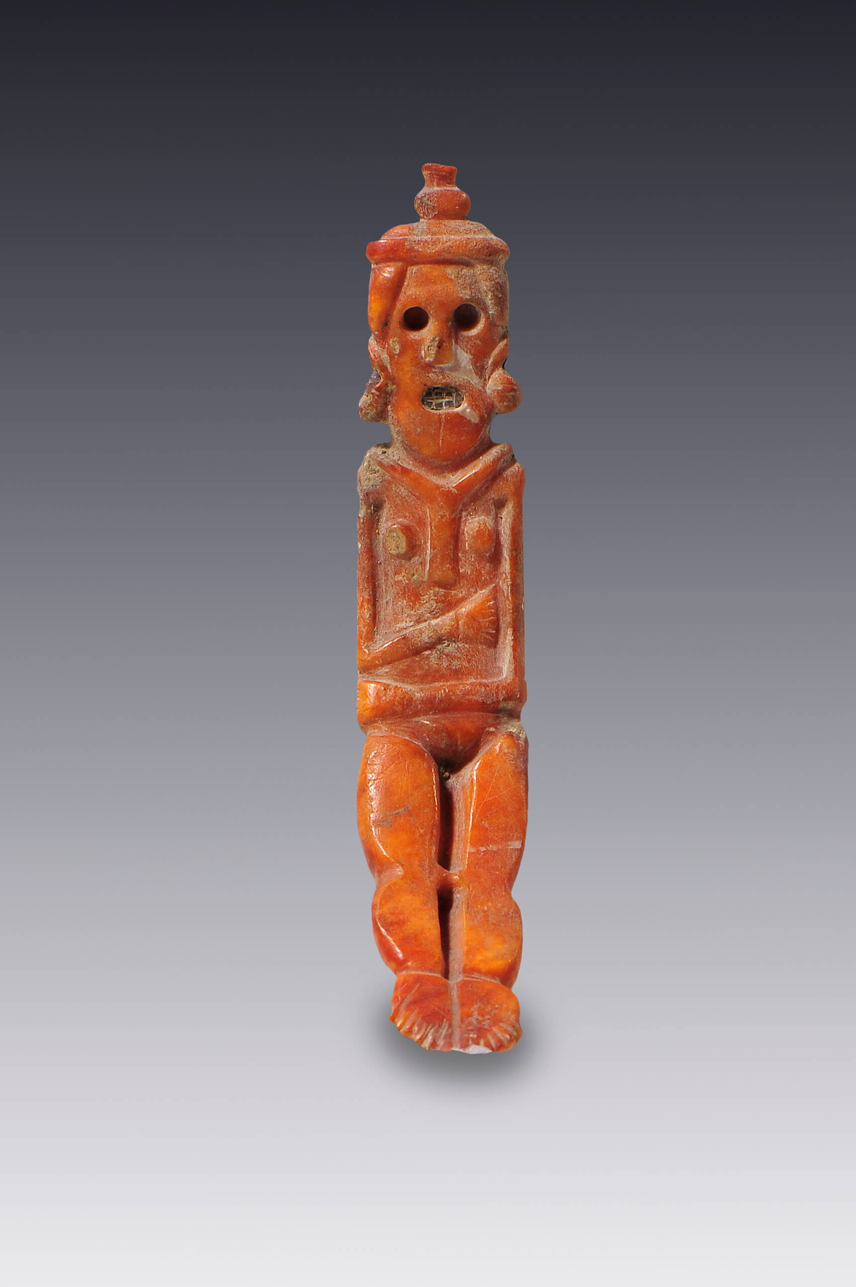 Figura femenina que parece cargar una olla | El México antiguo. Salas de Arte Prehispánico | Museo Amparo, Puebla
