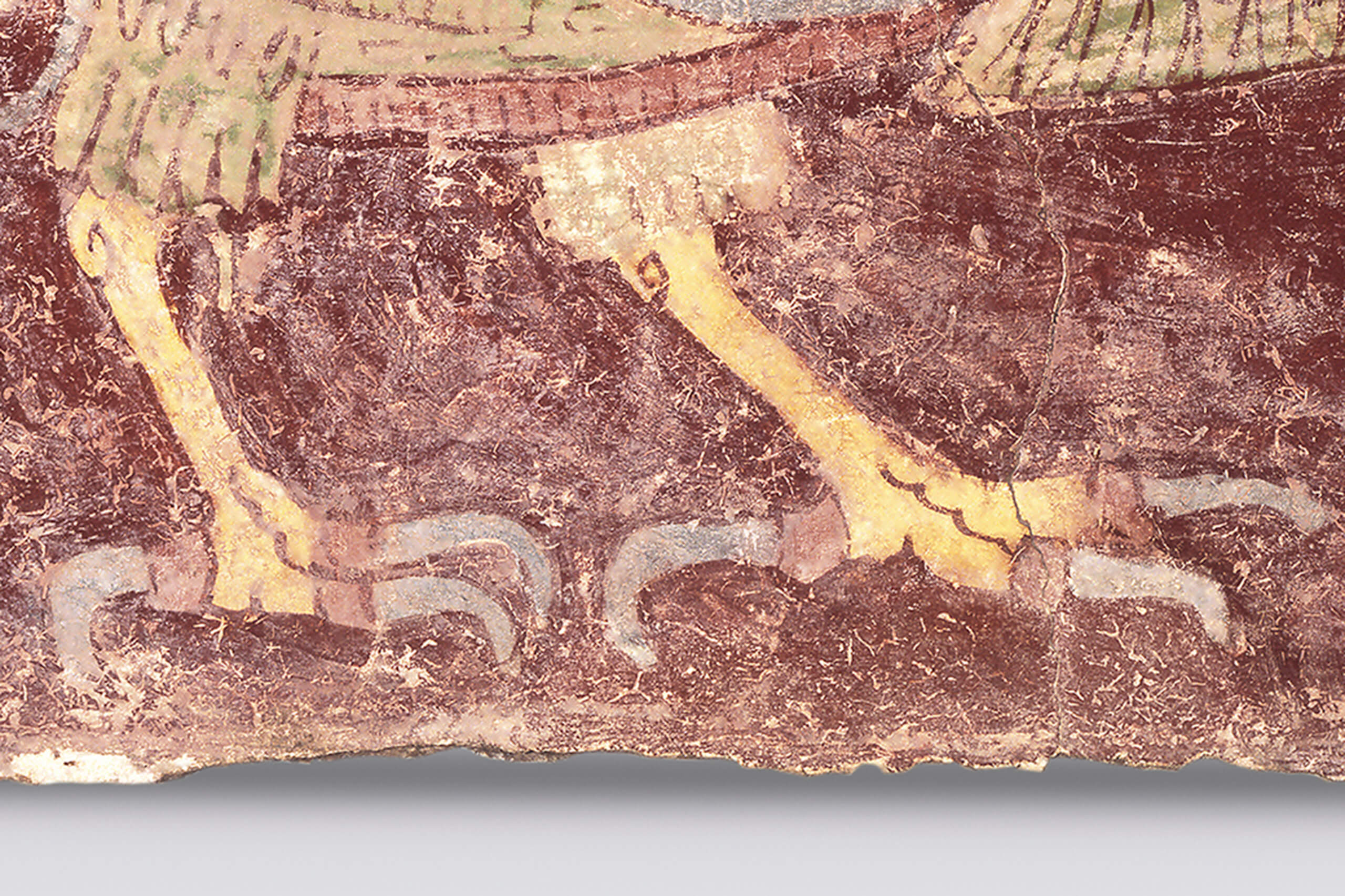 Quetzal alegórico, fragmento de pintura mural | El México antiguo. Salas de Arte Prehispánico | Museo Amparo, Puebla