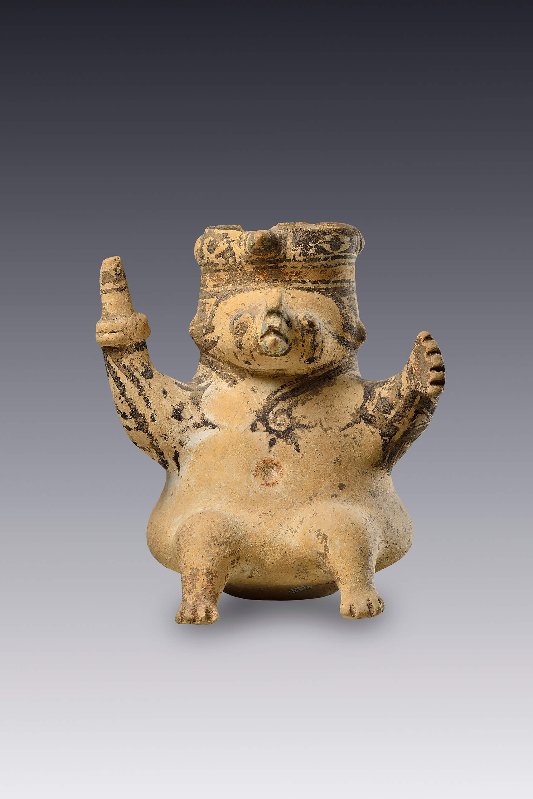 Vasija con efigie de una criatura antropozoomorfa | El México antiguo. Salas de Arte Prehispánico | Museo Amparo, Puebla