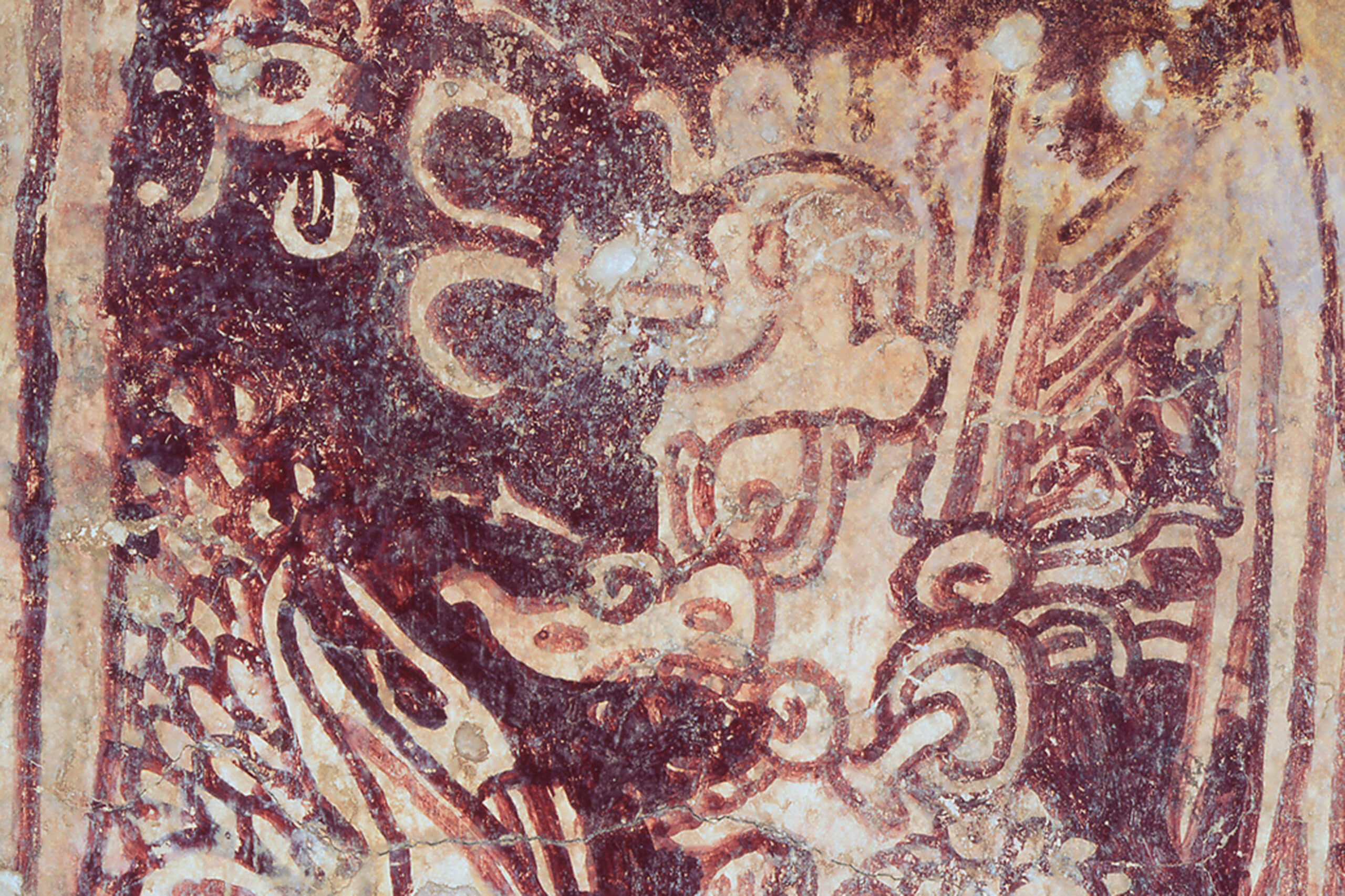 Tapa de bóveda con pintura del dios K'awiil y texto jeroglífico | El México antiguo. Salas de Arte Prehispánico | Museo Amparo, Puebla