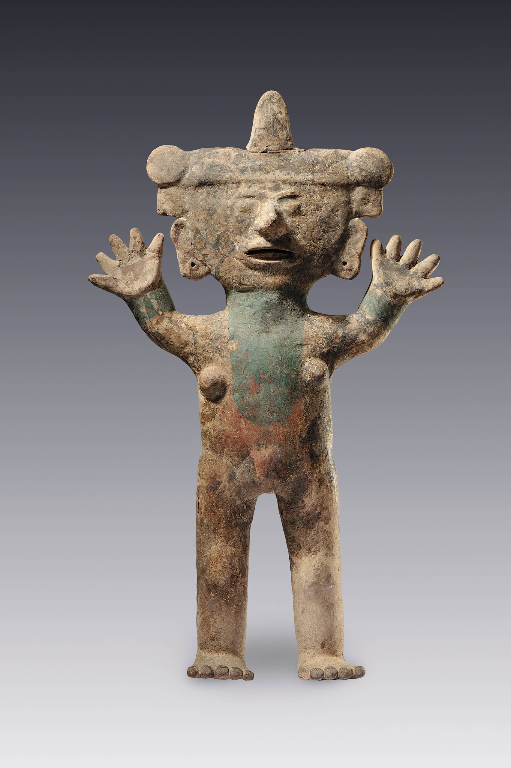 Figura de desnudo femenino con ademán de júbilo | El México antiguo. Salas de Arte Prehispánico | Museo Amparo, Puebla