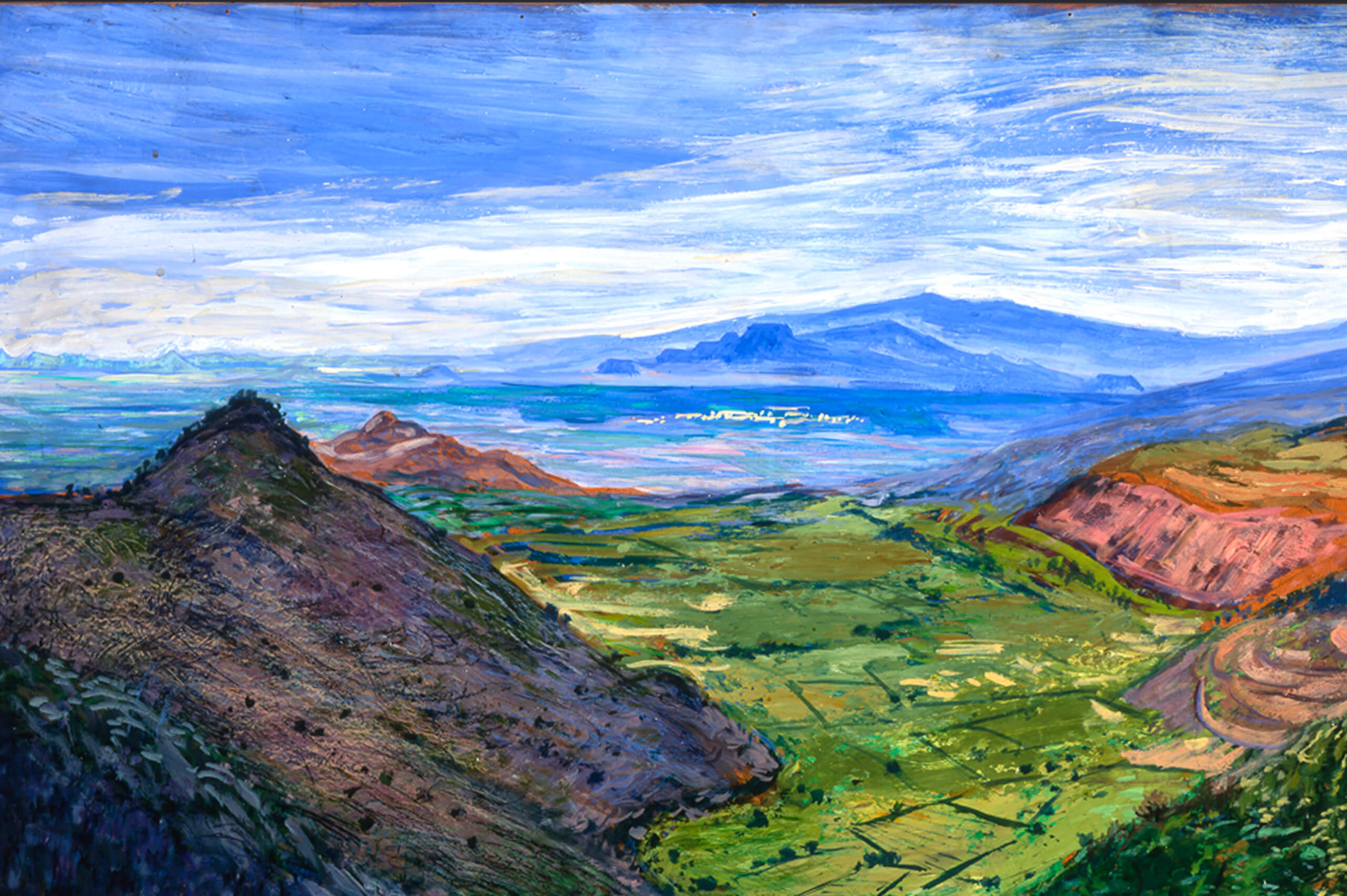 La vista de los volcanes desde el camino a Cuernavaca | Salas de Arte Virreinal y Siglo XIX | Museo Amparo, Puebla