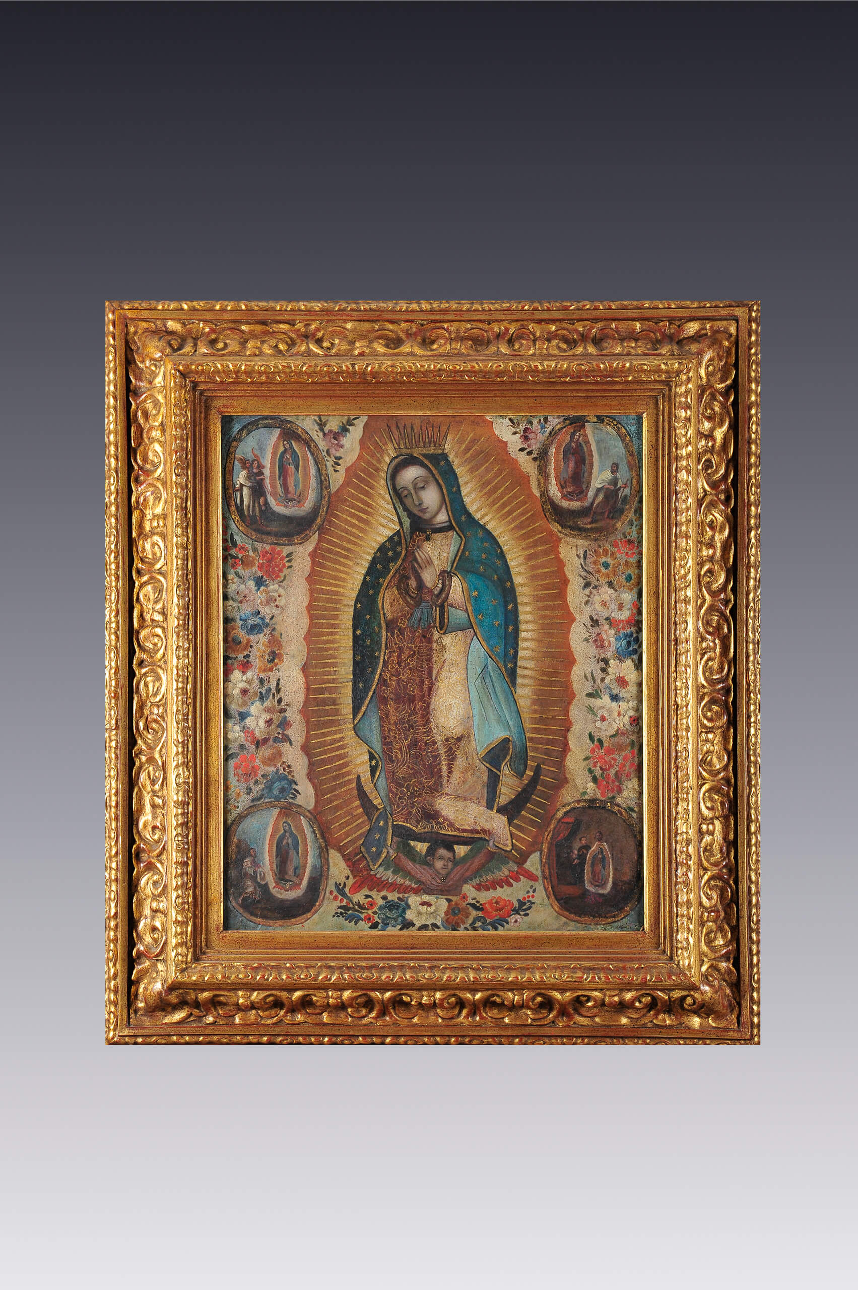 Virgen de Guadalupe con las cuatro apariciones | Salas de Arte Virreinal y Siglo XIX | Museo Amparo, Puebla