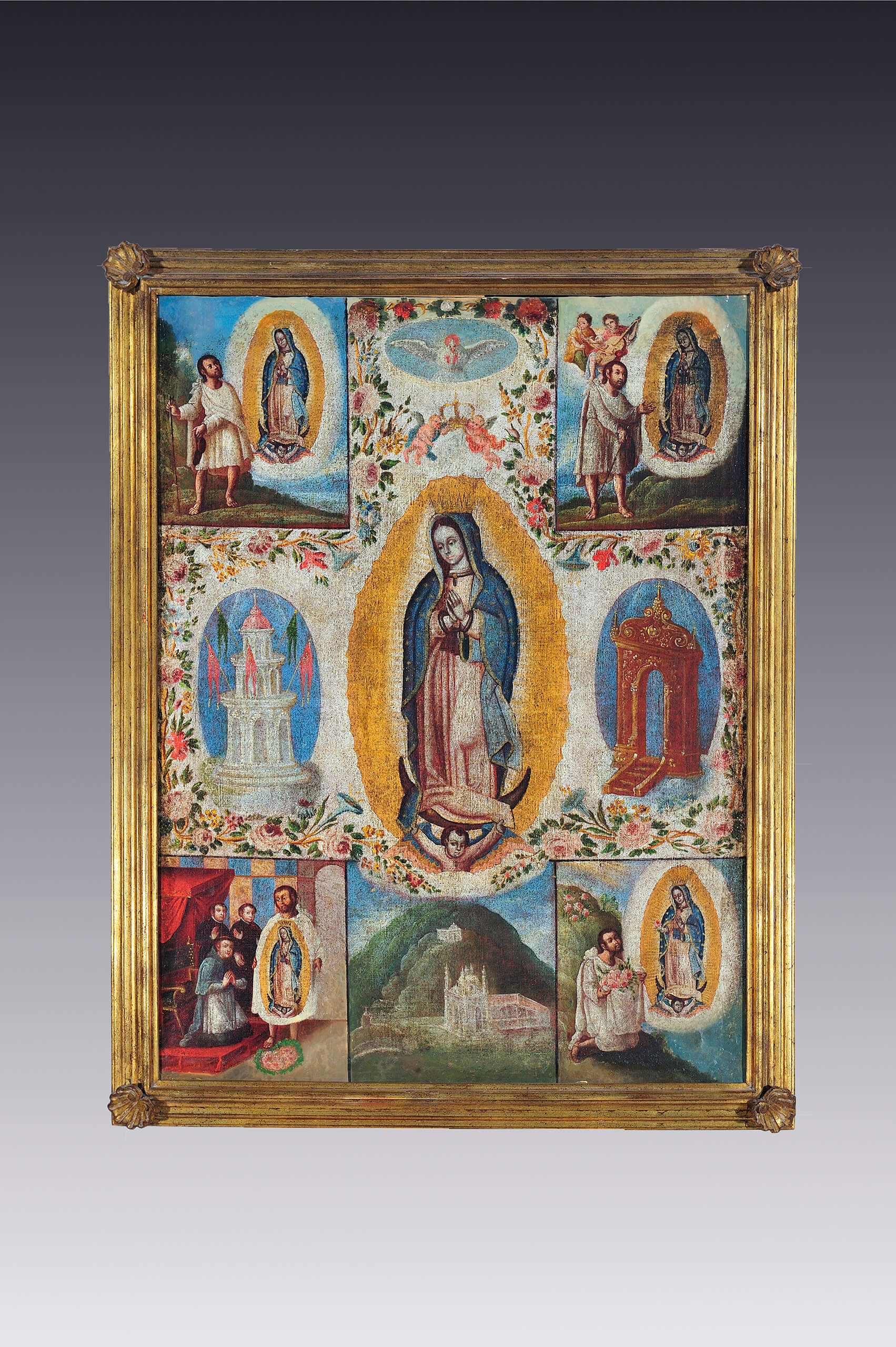 Virgen de Guadalupe con el Santuario | Salas de Arte Virreinal y Siglo XIX | Museo Amparo, Puebla