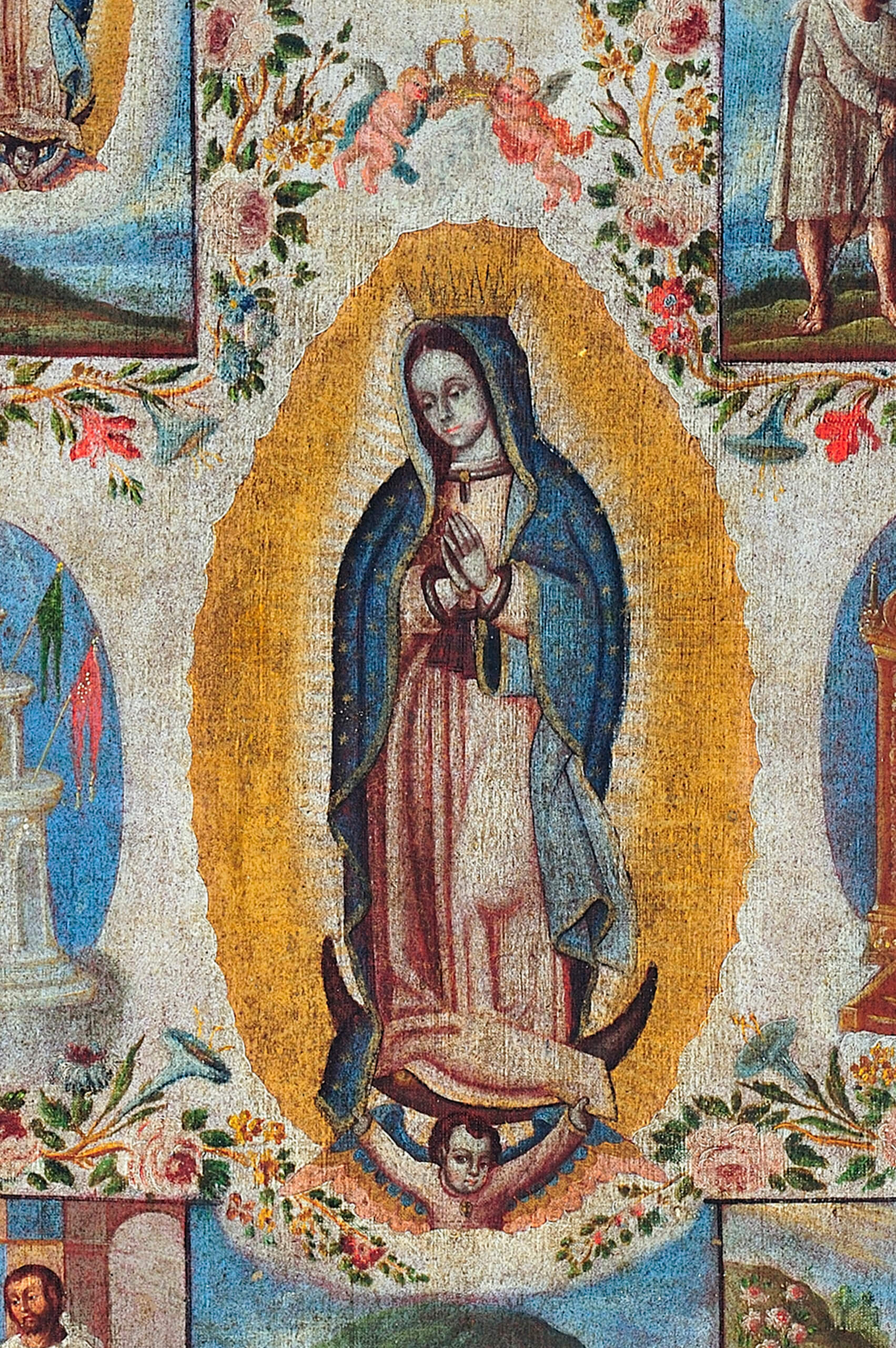 Virgen de Guadalupe con el Santuario | Salas de Arte Virreinal y Siglo XIX | Museo Amparo, Puebla