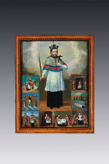 San Juan Nepomuceno con escenas de su vida, martirio y muerte