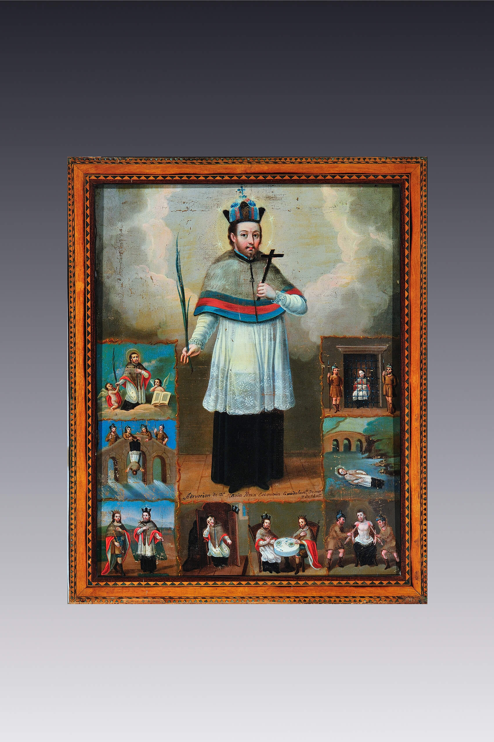 San Juan Nepomuceno con escenas de su vida, martirio y muerte | Salas de Arte Virreinal y Siglo XIX | Museo Amparo, Puebla